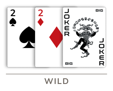 The wild cards: every two, and both jokers.