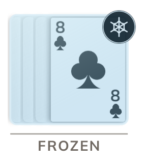 A wild card or a red three in the pile freezes it for everyone.